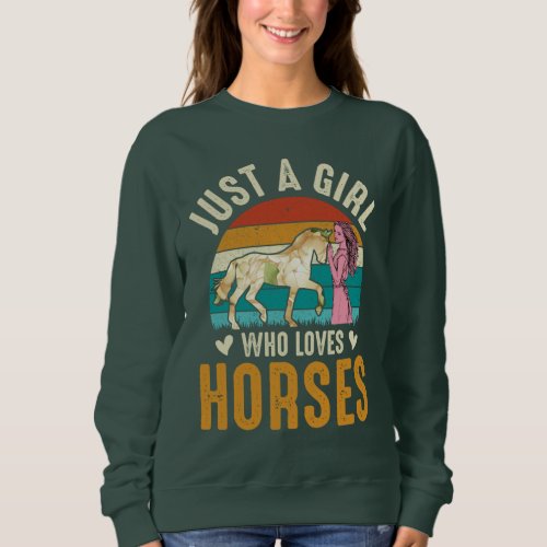 Cute Horse Girl Retro Sunset Horses Lovers  Sweatshirt