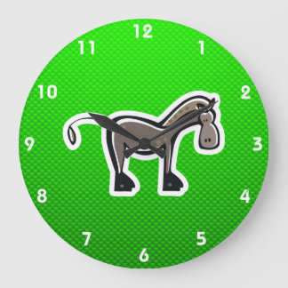 Cute Horse; Green Large Clock