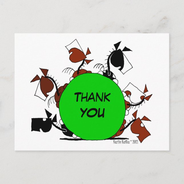Cute Horse Herd Cartoon Thank You Postcard (Front)