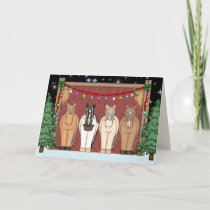 Cute Horse Herd Happy Holidays Christmas Holiday Card