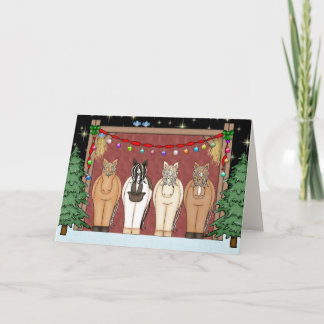 Cute Horse Herd Happy Holidays Christmas Holiday Card