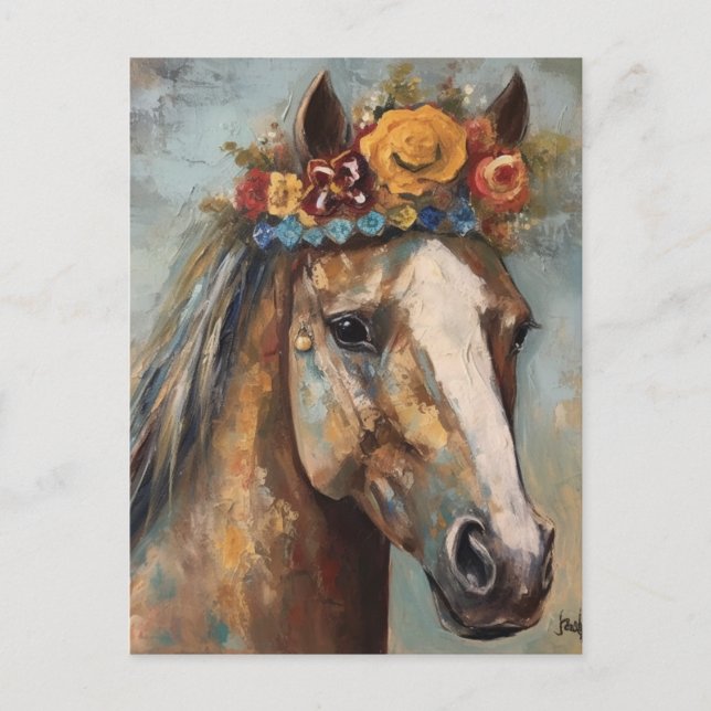 Cute Horse in a Floral Crown  Postcard (Front)