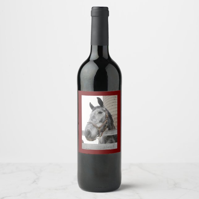 Cute Horse in front of a Silo Wine Label (Front)