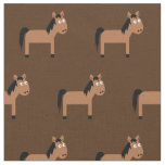 Cute Horse Kid Baby Nursery Brown Fabric