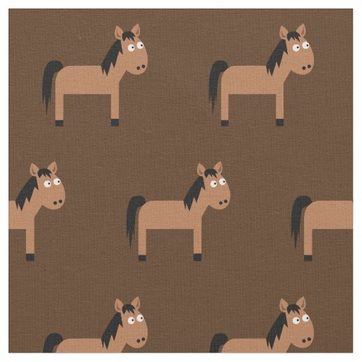 Cute Horse Kid Baby Nursery Brown Fabric