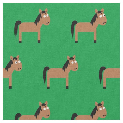 Cute Horse Kid Baby Nursery Green Fabric