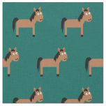 Cute Horse Kid Baby Nursery Teal Fabric