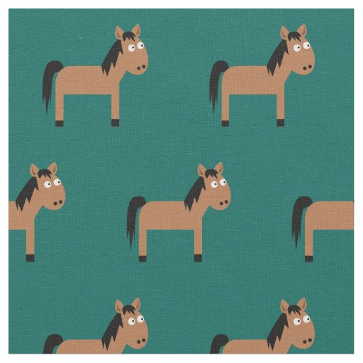 Cute Horse Kid Baby Nursery Teal Fabric