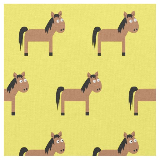 Cute Horse Kid Baby Nursery Yellow Fabric