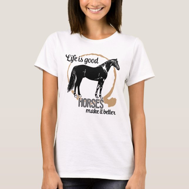 Cute Horse Lover Equestrian Horses Cowgirl Farm T-Shirt (Front)