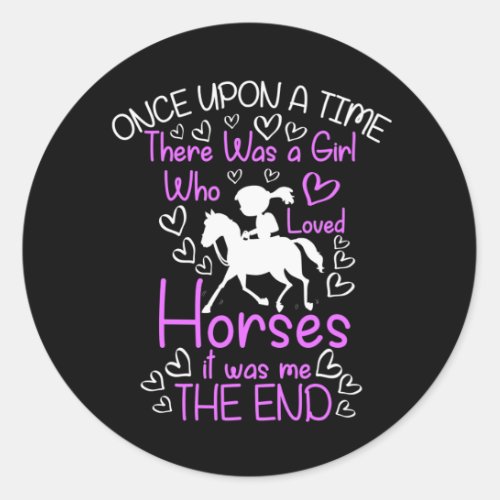 Cute Horse lover Girl Riding Cowgirl Classic Round Sticker