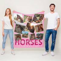 Cute Horse Lover Photo Collage Pink