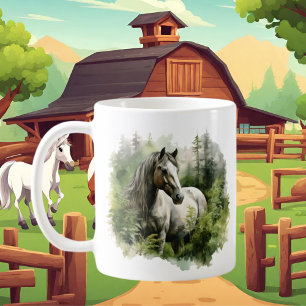 Cute horse lovers add monogram coffee mug