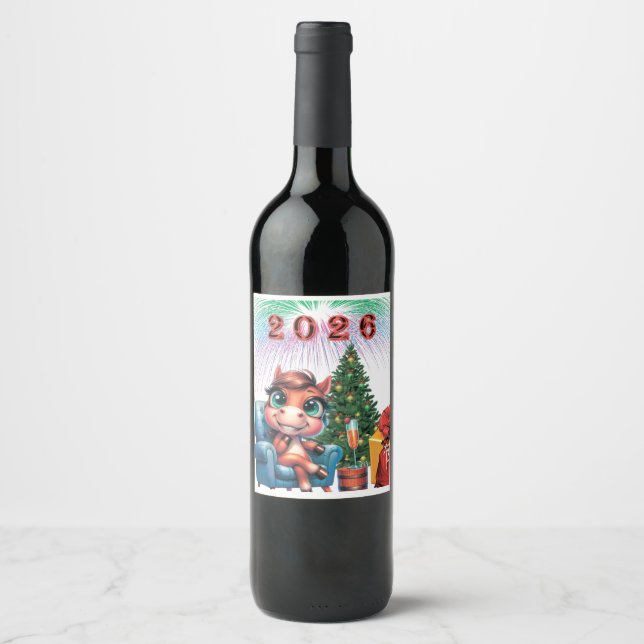 Cute Horse New Year's Eve Label (Front)
