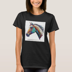 Cute Horse Paint Splatter Colorful Watercolor Wome T-Shirt