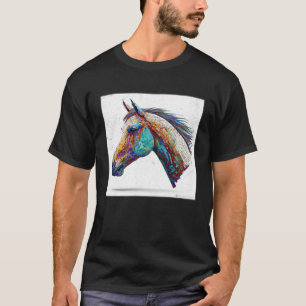 Cute Horse Paint Splatter Colorful Watercolor Wome T-Shirt