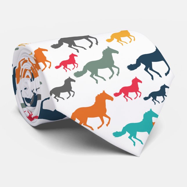 Cute Horse Pattern Neck Tie (Rolled)