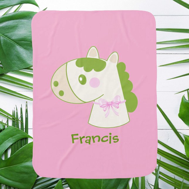 Cute Horse Personalized Pastel Baby Blanket  (Horse Year Lucky Cute Personalized Baby Blanket,  perfect for your baby and/or baby show gift! )