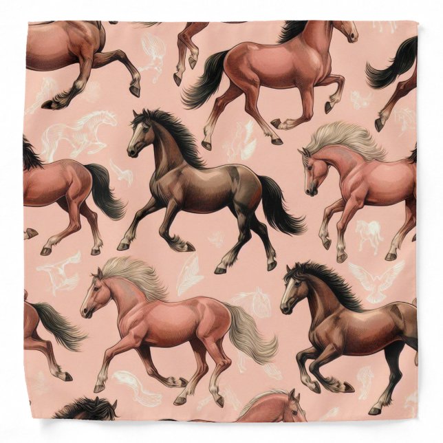 Cute Horse Pink Seamless Bandana (Front)