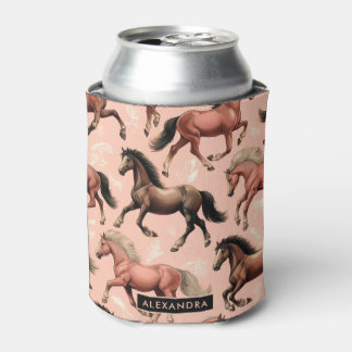 Cute Horse Pink Seamless Can Cooler