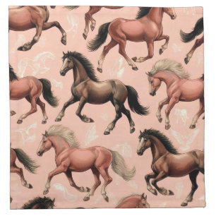 Cute Horse Pink Seamless Cloth Napkin
