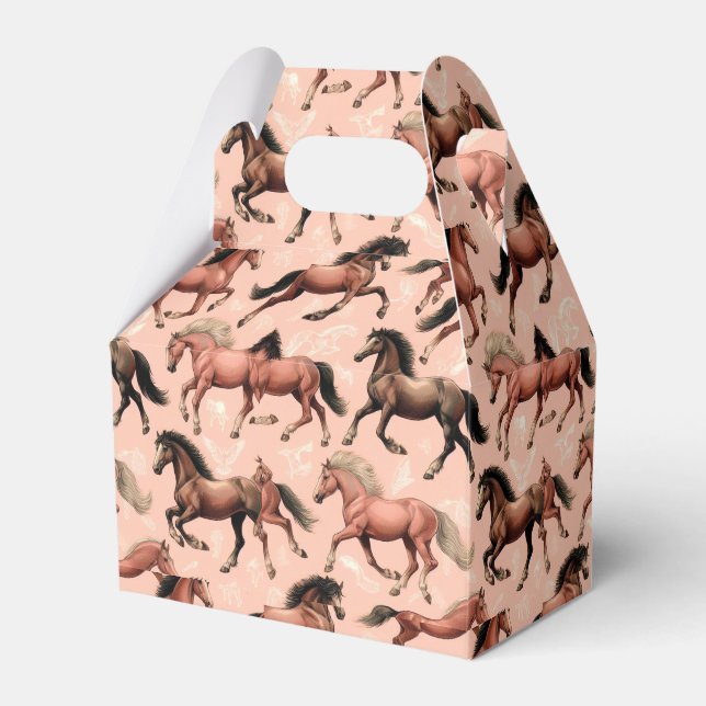Cute Horse Pink Seamless Favor Boxes (Front Side)
