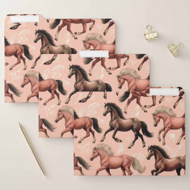 Cute Horse Pink Seamless File Folder (Set)