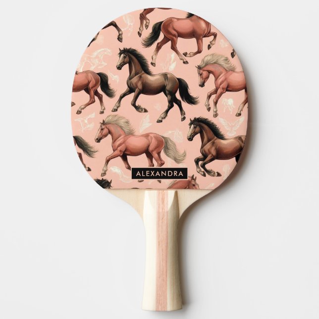 Cute Horse Pink Seamless Ping Pong Paddle (Front)