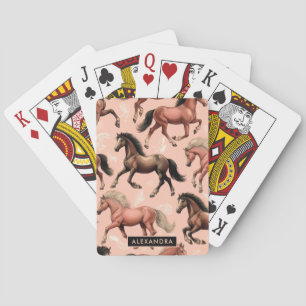 Cute Horse Pink Seamless Poker Cards