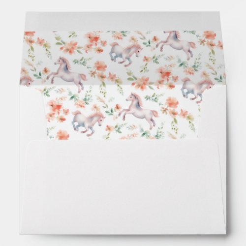 Cute Horse Pony Flowers Pattern Birthday Envelope