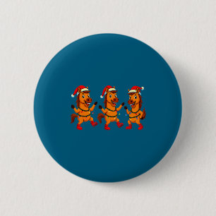 Cute Horse Santa Hat Dancing Lights Christmas Danc Button