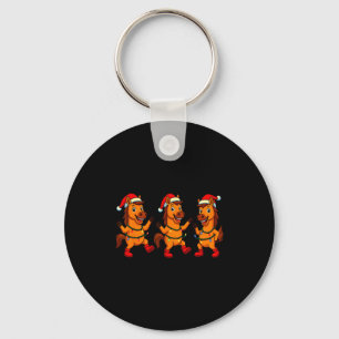 Cute Horse Santa Hat Dancing Lights Christmas Danc Keychain