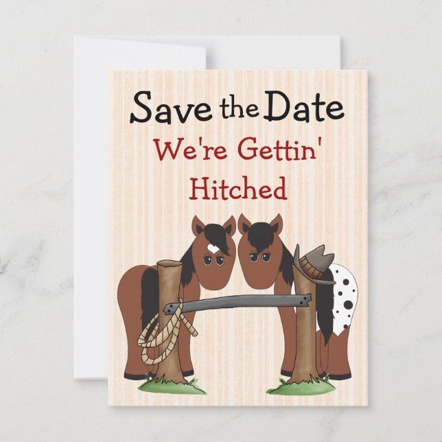 Cute Horse Save the Date Wedding Notice (Front)