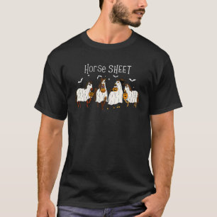Cute Horse Sheet Spooky Season Ghost Horse Hallowe T-Shirt