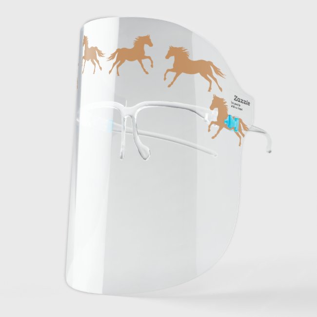 Cute Horse Silhouettes Equestrian Country Western Face Shield