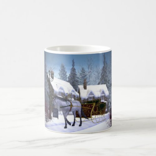 Cute Horse Sleigh Winter Snow Coffee Mug