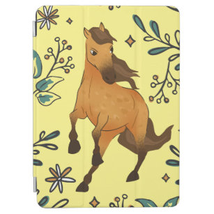  cute horse with adorable flowers and leaves iPad air cover