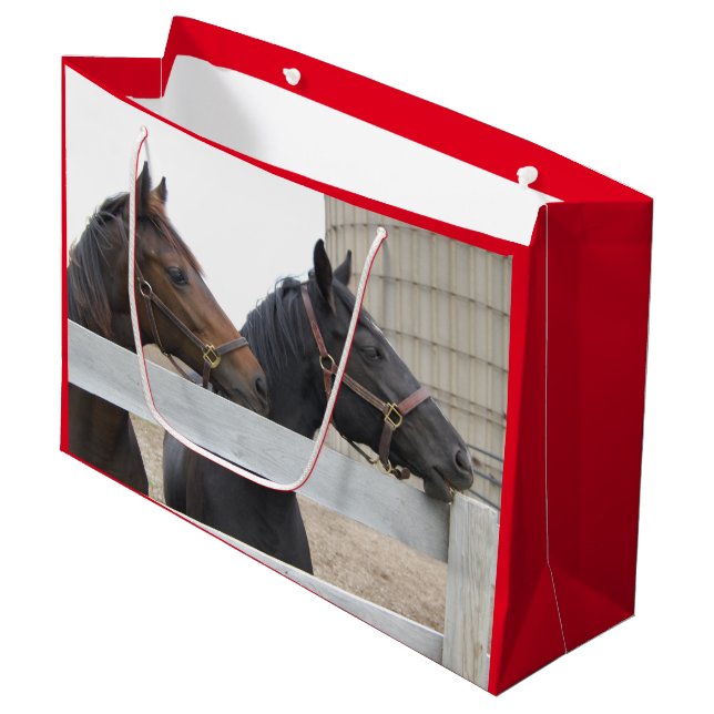 Cute Horses at the Farm, Large Gift Bag (Front Angled)