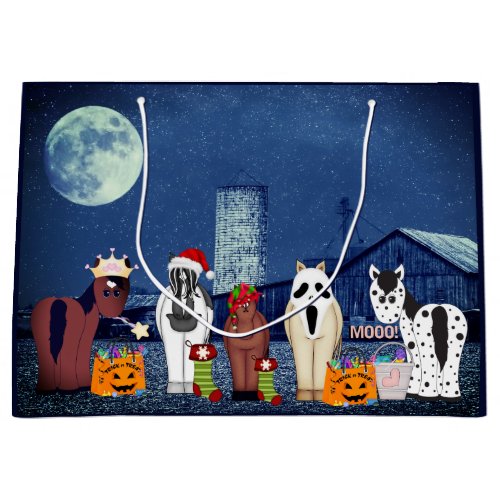 Cute Horses in Costumes Halloween Horse Farm Large Gift Bag
