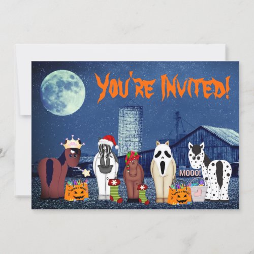 Cute Horses in Costumes  Horse Halloween Party Invitation