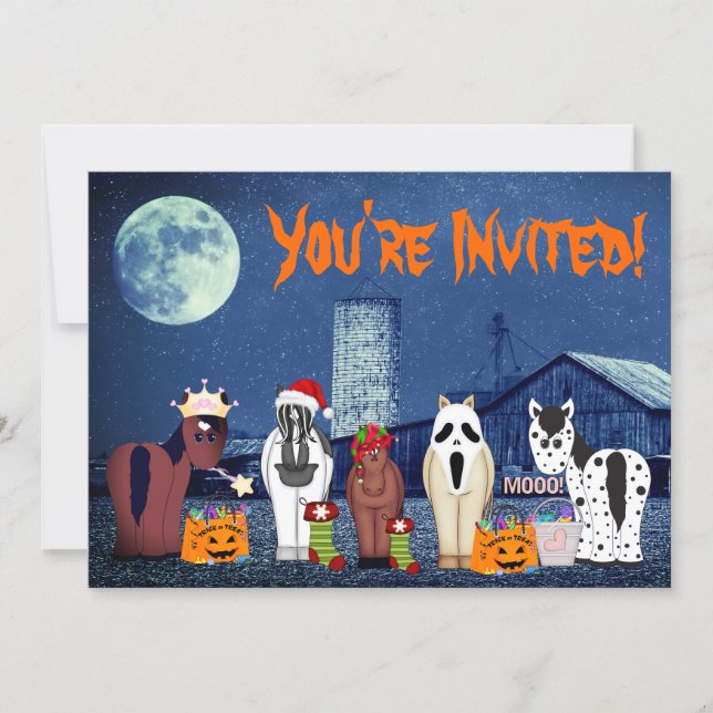 Cute Horses in Costumes ~ Horse Halloween Party Invitation (Front)