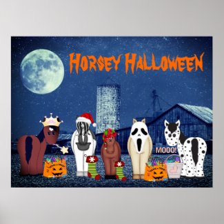 Cute Horses in Costumes Horsey Halloween Horse Poster