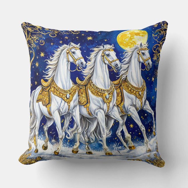 Cute Horses Throw Pillow (Front)