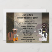 Cute Horsey Halloween Holiday Horse Party Invitation (Back)