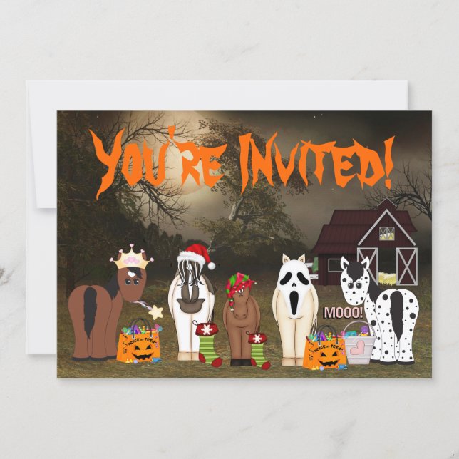 Cute Horsey Halloween Holiday Horse Party Invitation (Front)