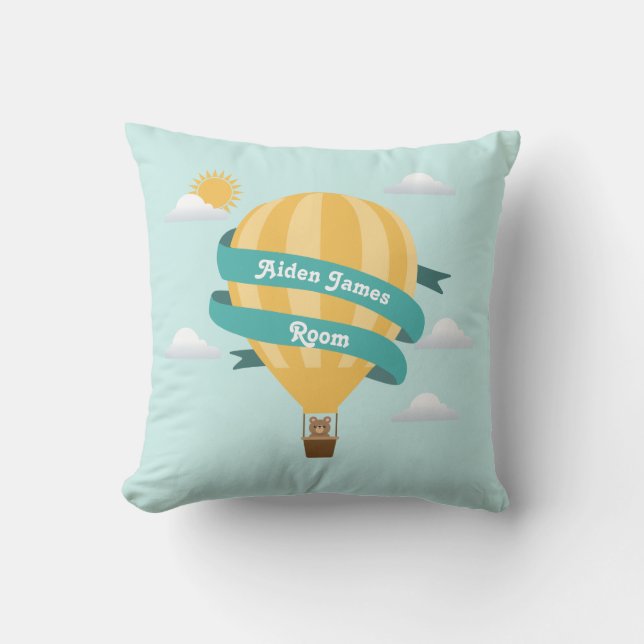 Cute Hot Air Balloon Baby Nursery Throw Pillow (Front)