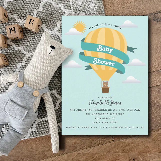 Cute Hot Air Balloon Baby Shower Invitation Zazzle