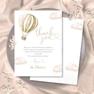 Cute Hot Air Balloon Baby Shower Thank You Card