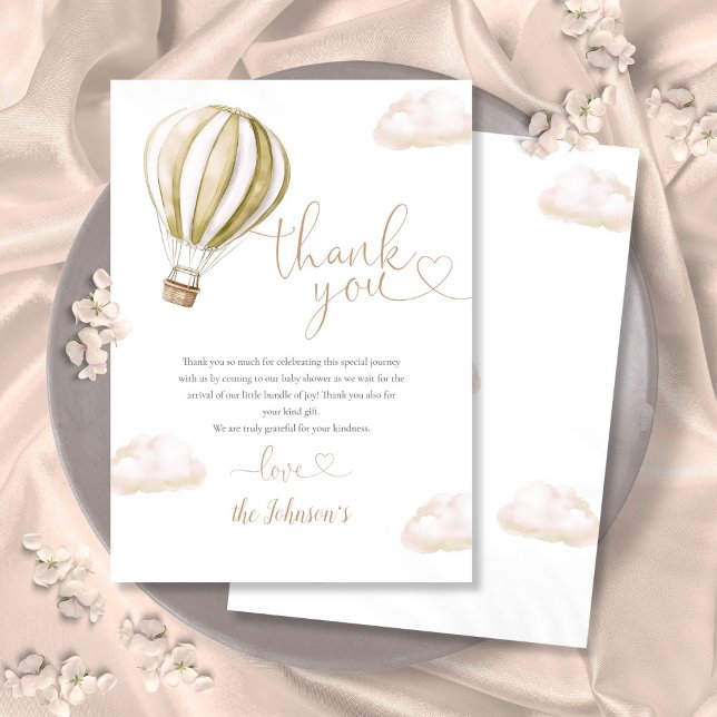 Cute Hot Air Balloon Baby Shower Thank You Card (Cute Hot Air Balloon Baby Shower Thank You Card)