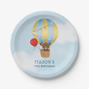 Cute Hot Air Balloon Boy Birthday Party Paper Plates